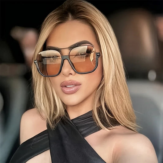 Retro Pilot Metal Sunglasses – Vintage Square Frame Fashion Shades