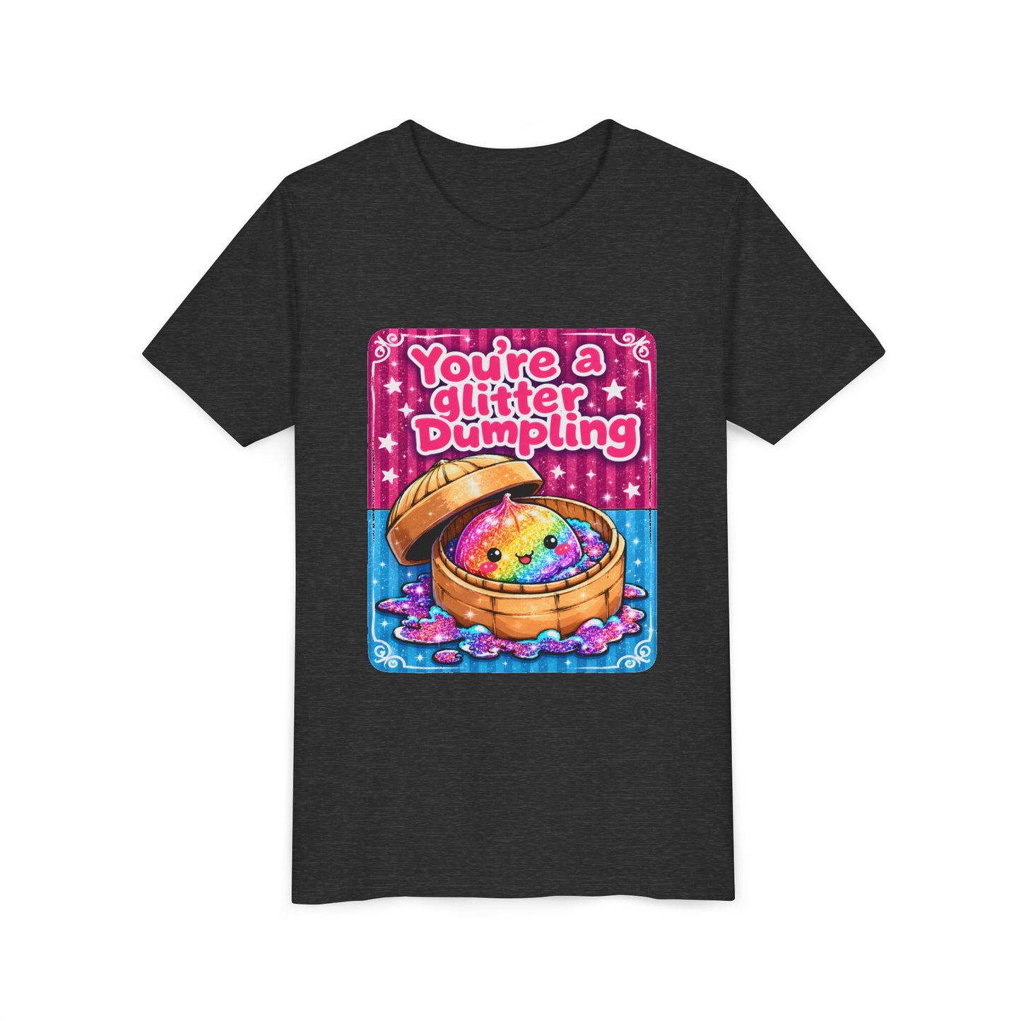 Youth T-Shirt — "You're a Glitter Dumpling" Cute Rainbow Dumpling Kids Tee