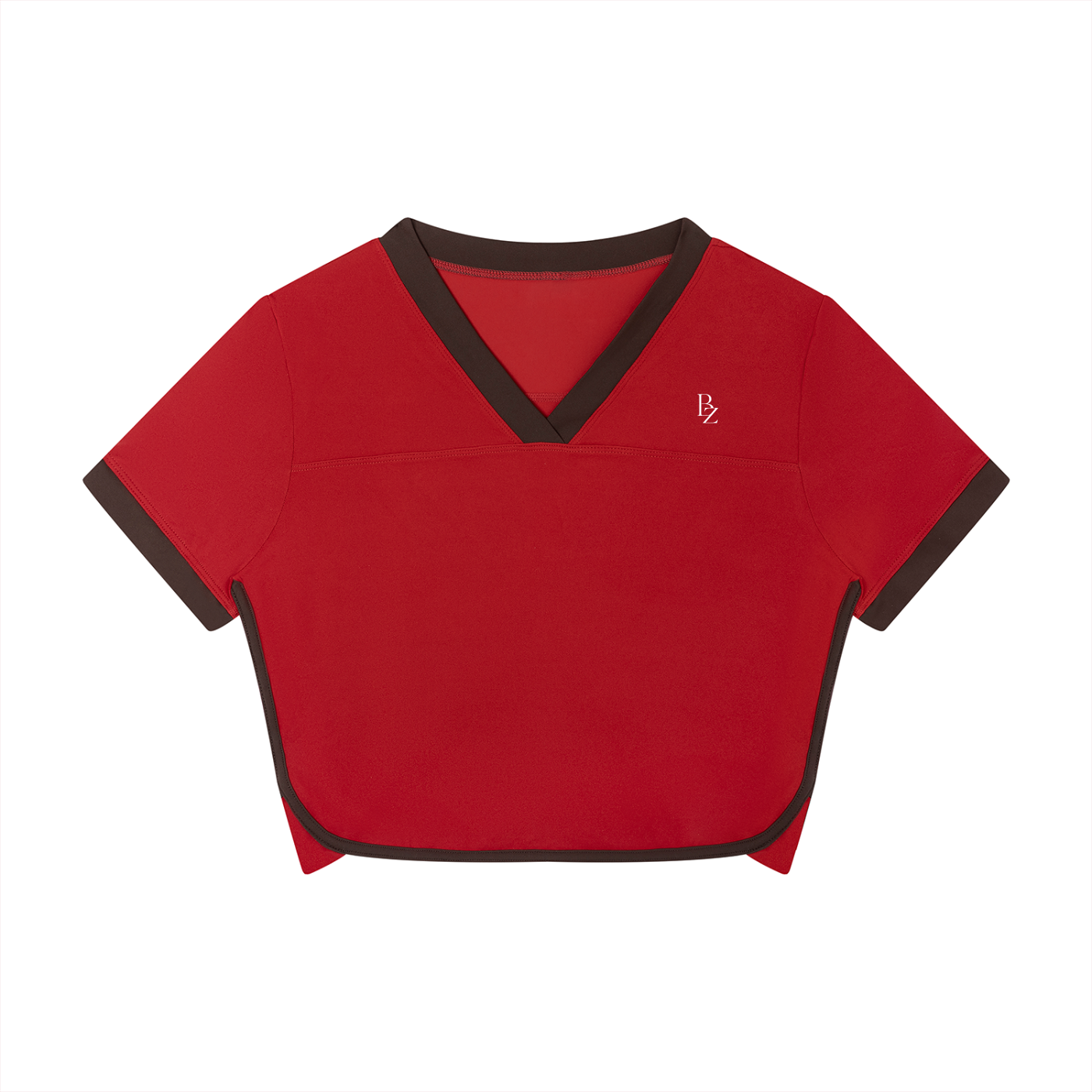 Women’s Color Block Cropped Workout Top – V-Neck Performance T-Shirt