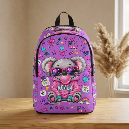 Cute Koala Backpack — Pink Kids School Bag with Sunglasses Koala Design