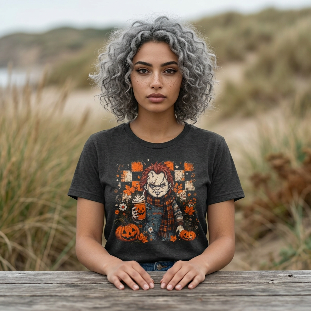 Horror Pumpkin Tee — Cute Scary Doll Halloween T-Shirt