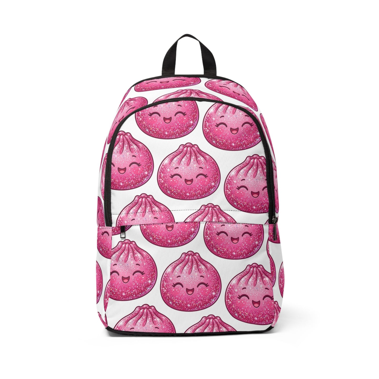 Pink Kawaii Dumpling Backpack — Cute Smiling Bao Pattern School & Travel Bag