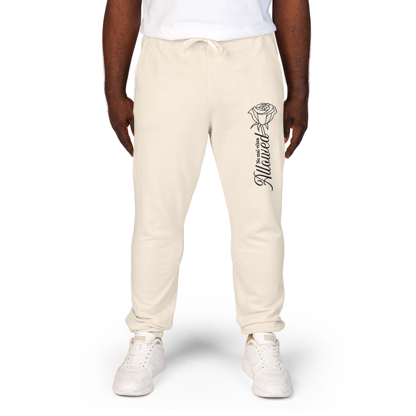 Good vibes only - Fleece Sweatpants with Vertical Script Logo