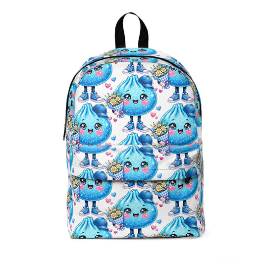 Kawaii Blue Dumpling Backpack — Cute Anime Food Pattern School Bag