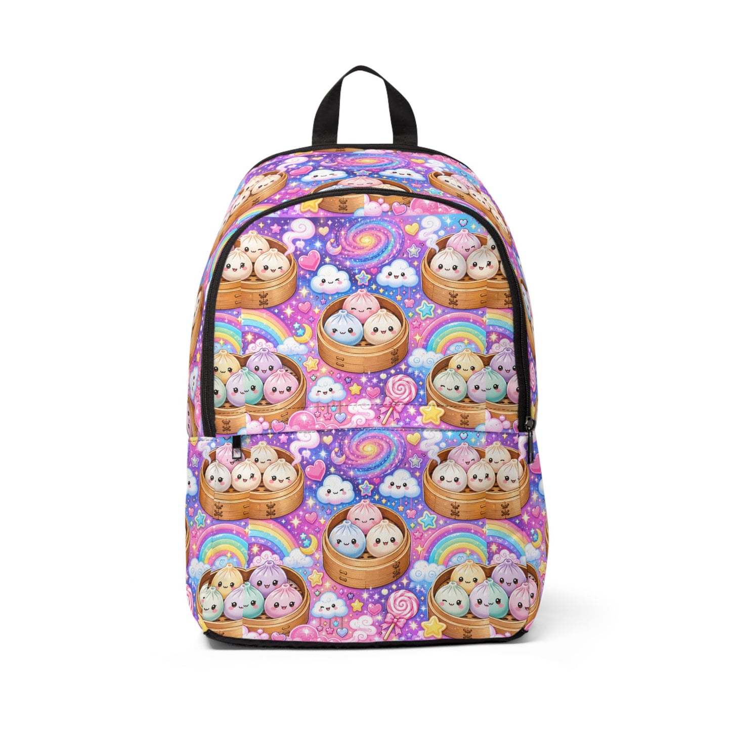 Kawaii Dumpling Pals Backpack — Cute Rainbow Steam Bun Print