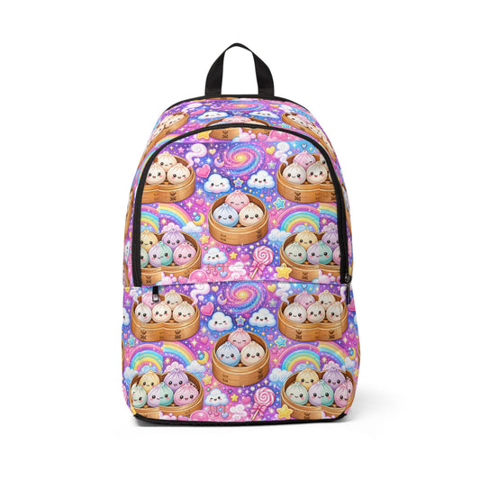 Kawaii Dumpling Pals Backpack — Cute Rainbow Steam Bun Print