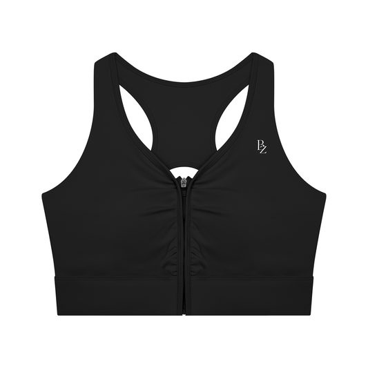 Women’s Front Zip Sports Bra – Cropped Yoga & Workout Top