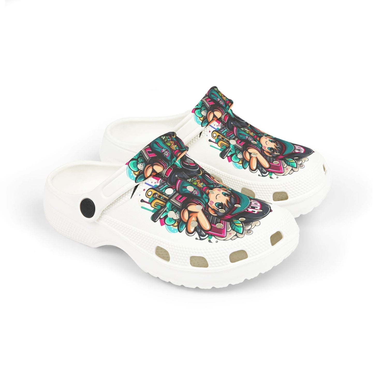Kids Cartoon Gamer EVA Clogs — Colorful All-Over-Print Slip-On Shoes