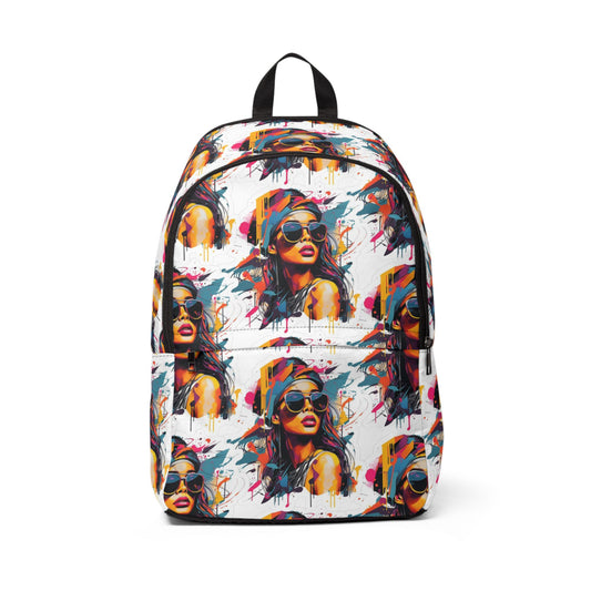 Colorful Pop Art Woman Backpack — Stylish Graphic School & Travel Bag