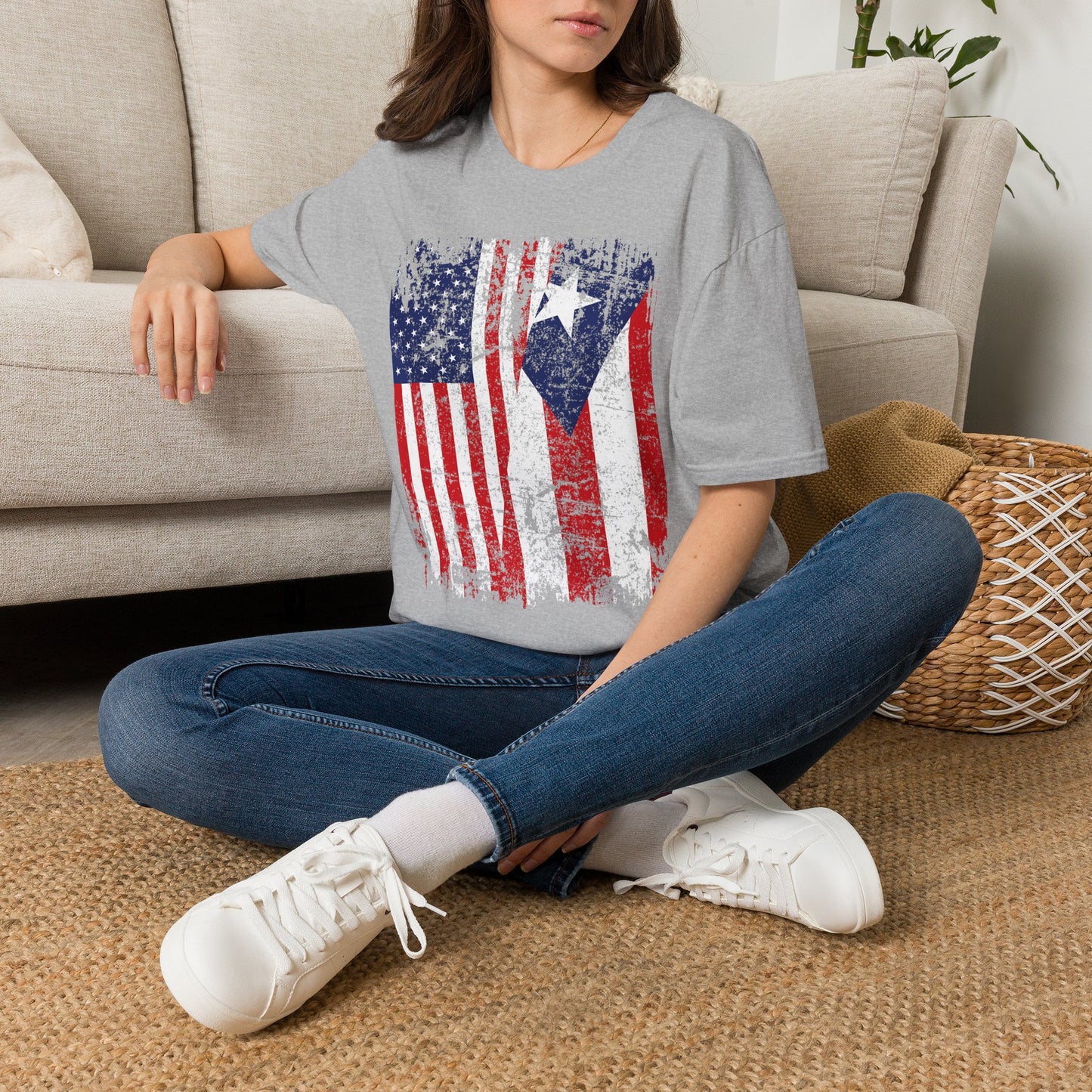 Puerto Rico USA Flag T-Shirt — Distressed Puerto Rican American Pride Tee