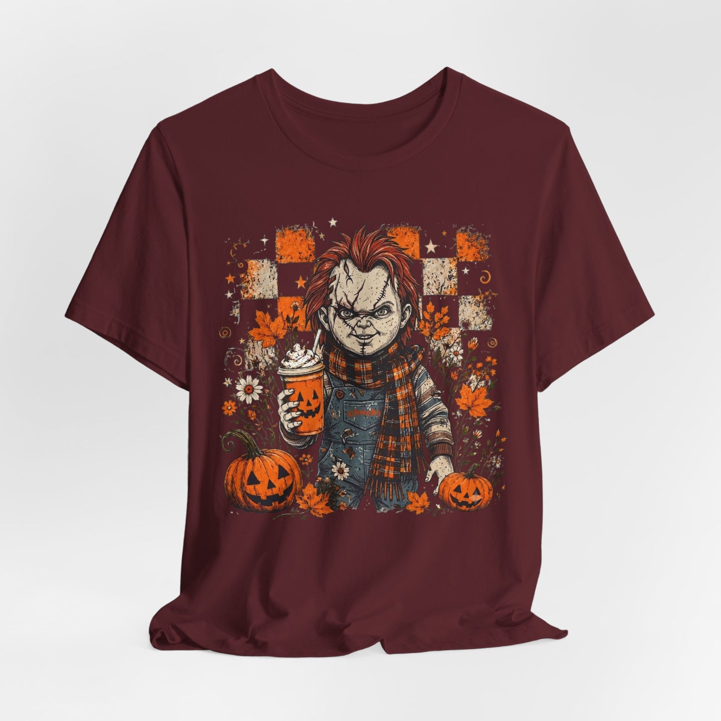 Halloween Horror Doll T‑Shirt – Pumpkin Patch Scare Tee
