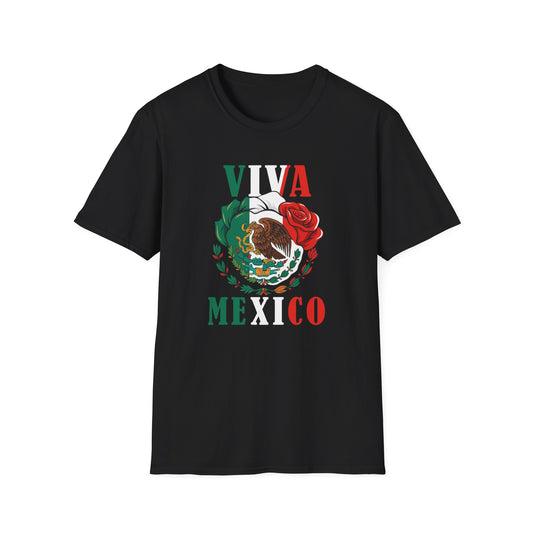 Viva Mexico T-Shirt — Mexican Flag Rose & Eagle Graphic