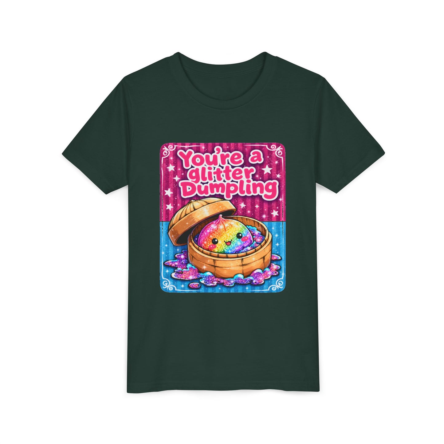 Youth T-Shirt — "You're a Glitter Dumpling" Cute Rainbow Dumpling Kids Tee