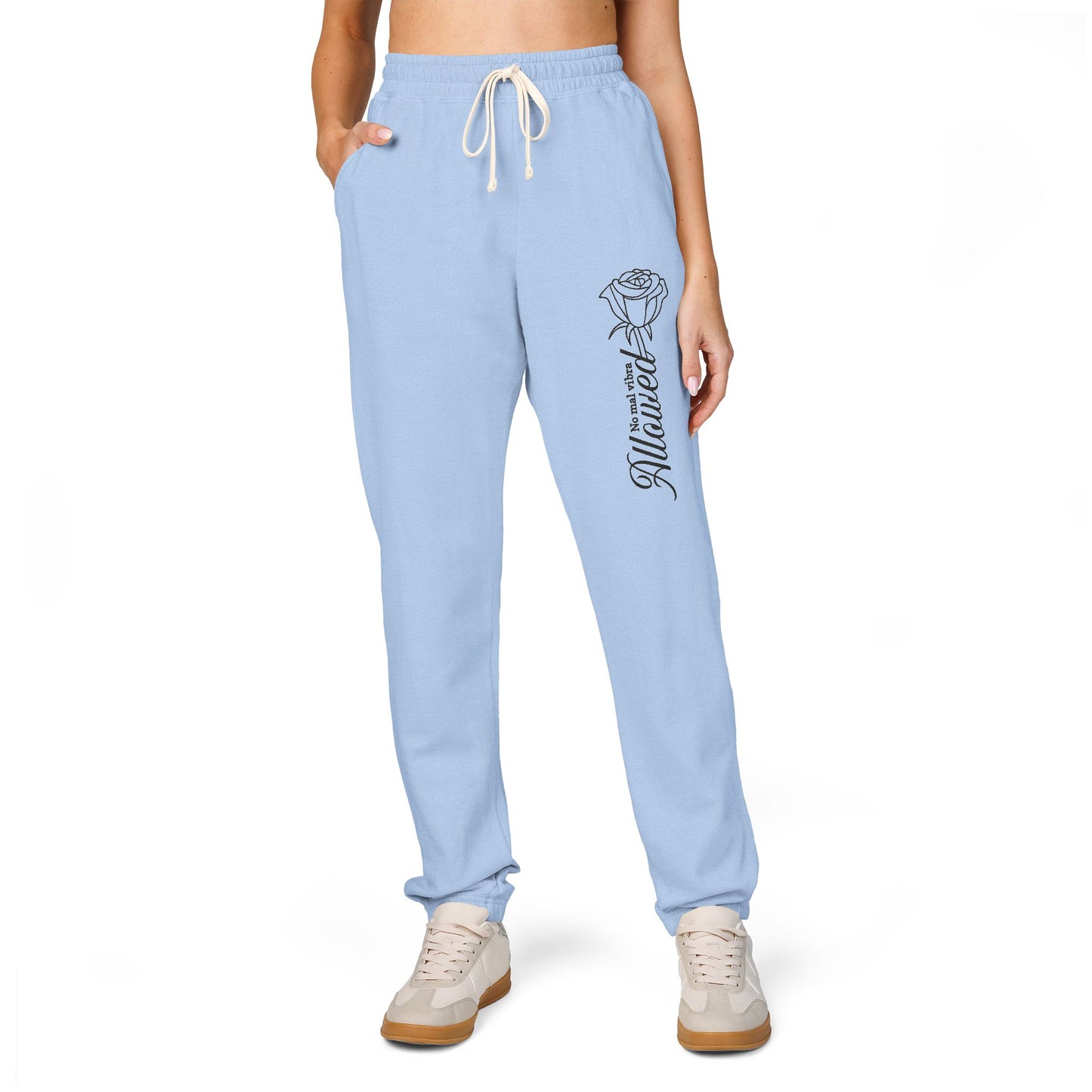 Good vibes only - Fleece Sweatpants with Vertical Script Logo