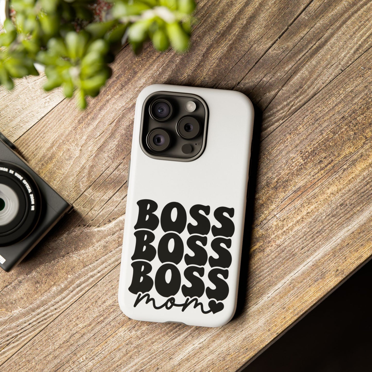Boss Mom Phone Case — Bold Retro Script Protective Phone Cover