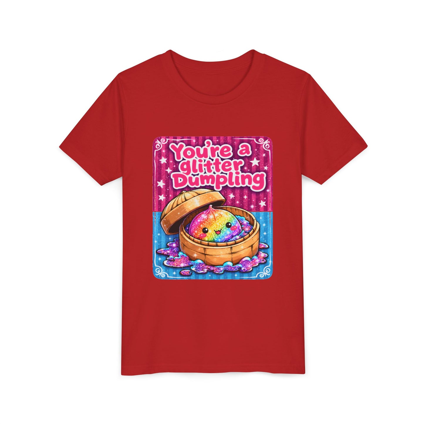 Youth T-Shirt — "You're a Glitter Dumpling" Cute Rainbow Dumpling Kids Tee