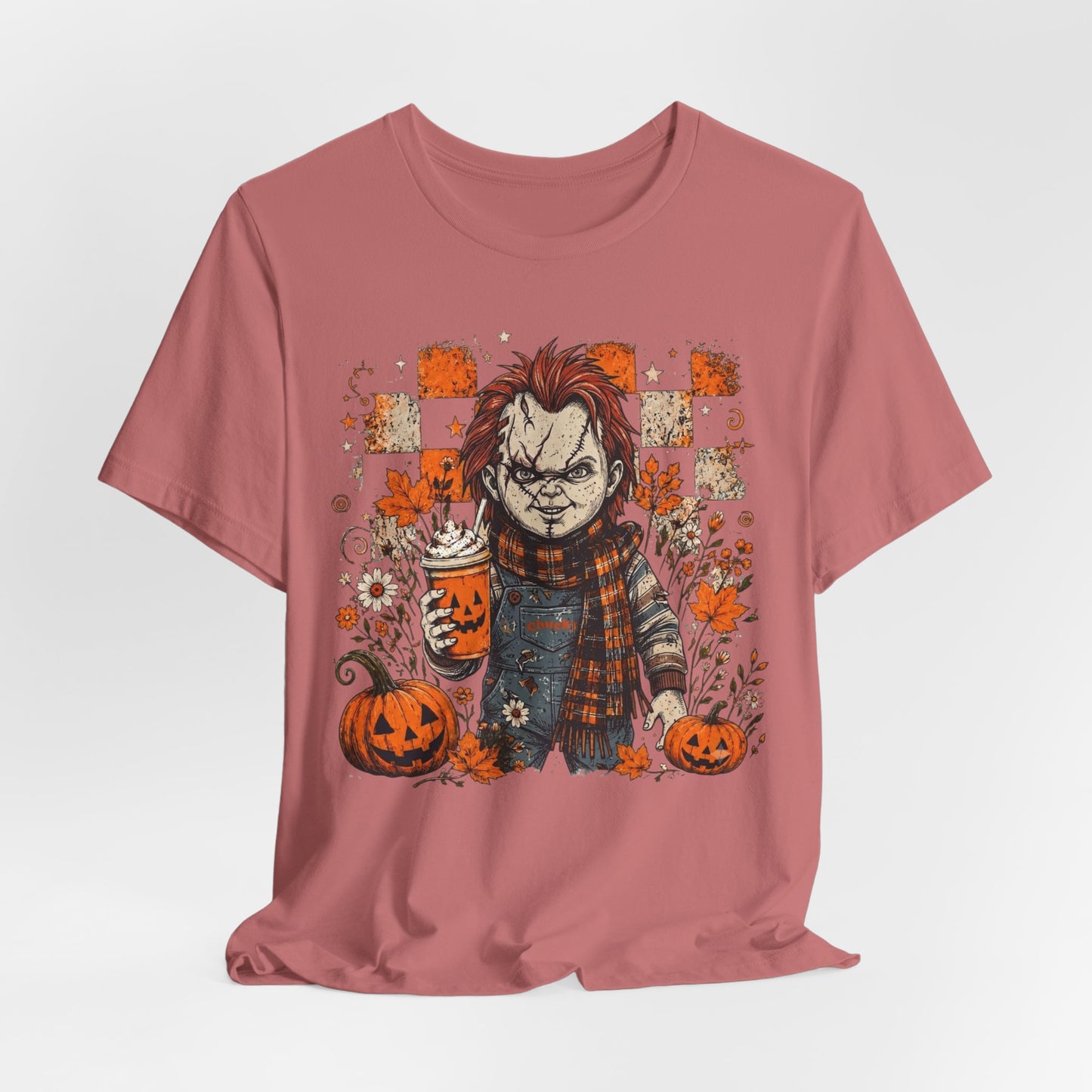 Halloween Horror Doll T‑Shirt – Pumpkin Patch Scare Tee