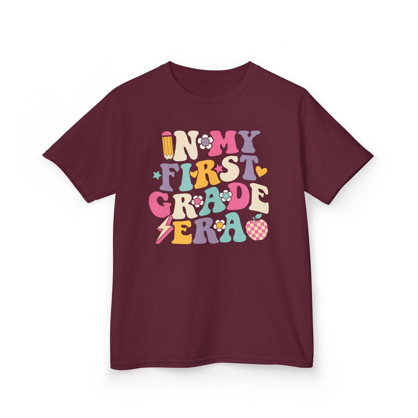 Kids Tee — 'In My First Grade Era' Colorful Retro Lettering Back-to-School Shirt