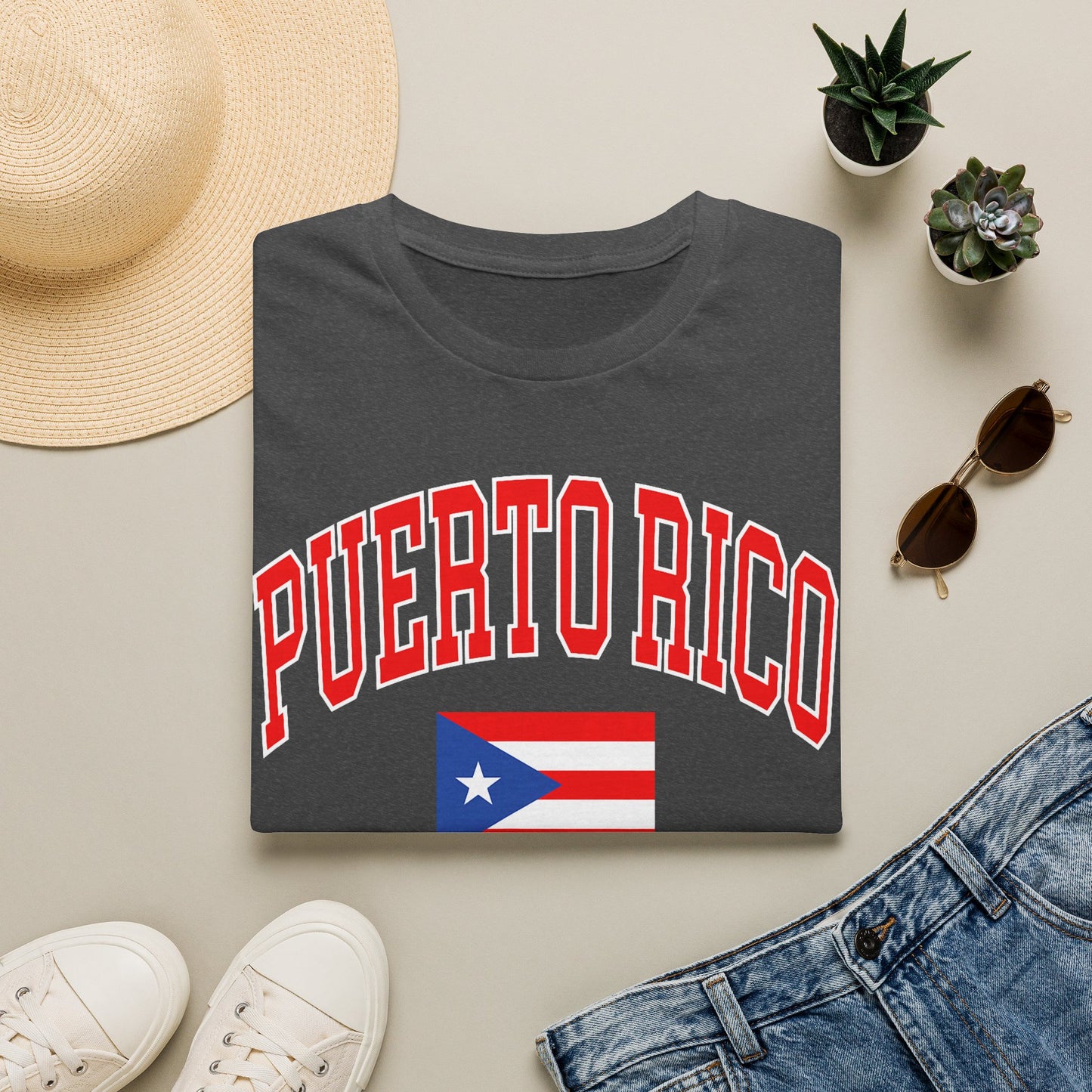 Puerto Rico Flag T-Shirt — Bold Red Arch College Tee