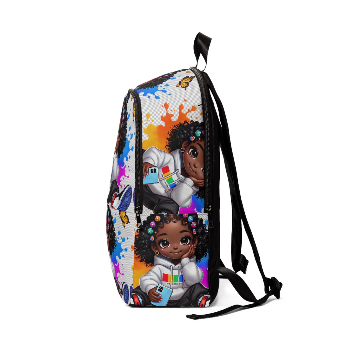 Kids Cartoon Black Girl Backpack — Colorful Paint Splash School Bag