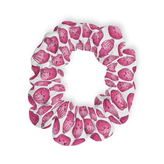 Pink Petal Pattern Scrunchie — Floral Hair Accessory