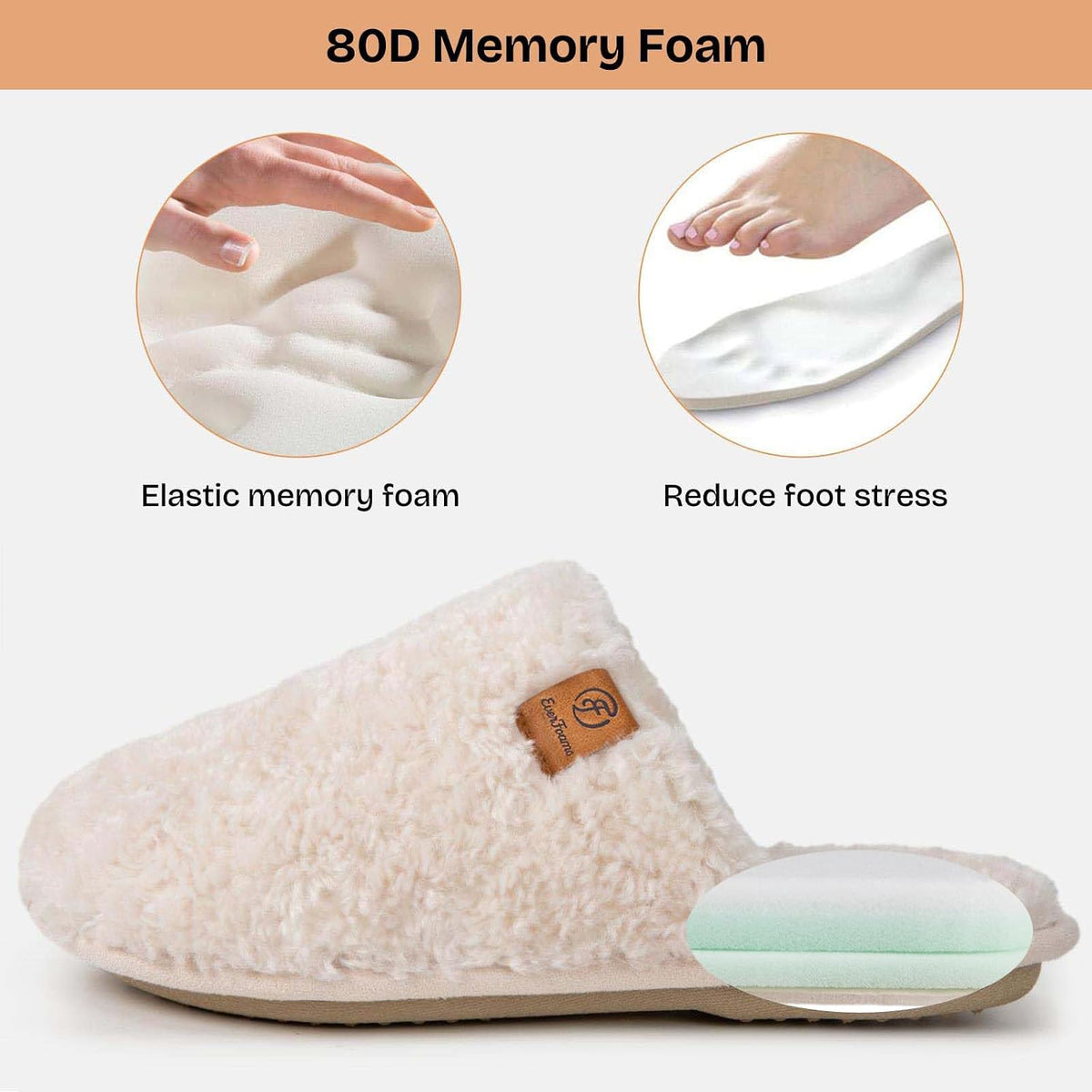 Women'S Fuzzy Slippers Warm Cozy Memory Foam Indoor House Shoes