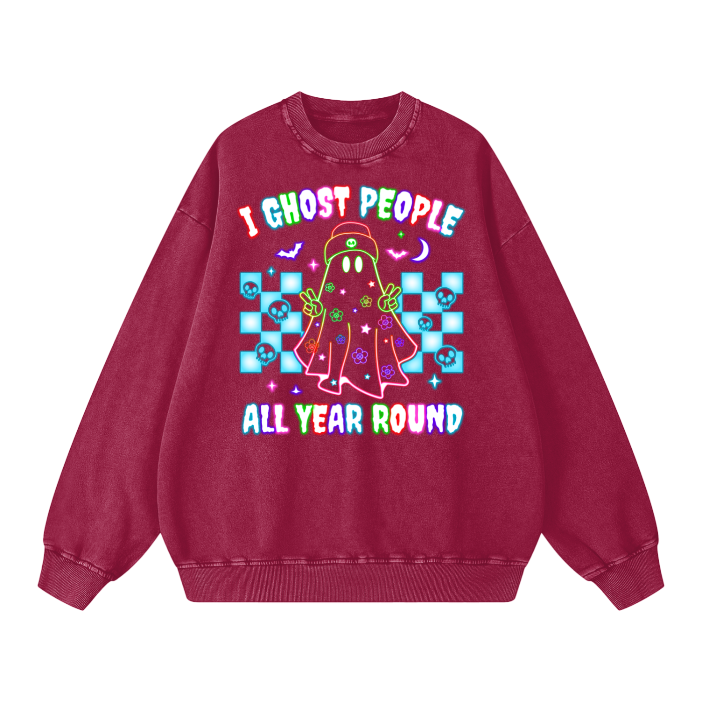 Ghost Halloween Oversized Sweatshirt - Halloween Sweater- gifts for Halloween - Halloween Costumes - Funny Sweater