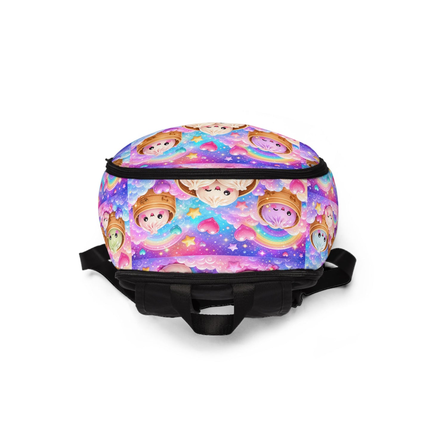 Kawaii Rainbow Sloth Backpack — Cute Pastel Clouds & Hearts Print