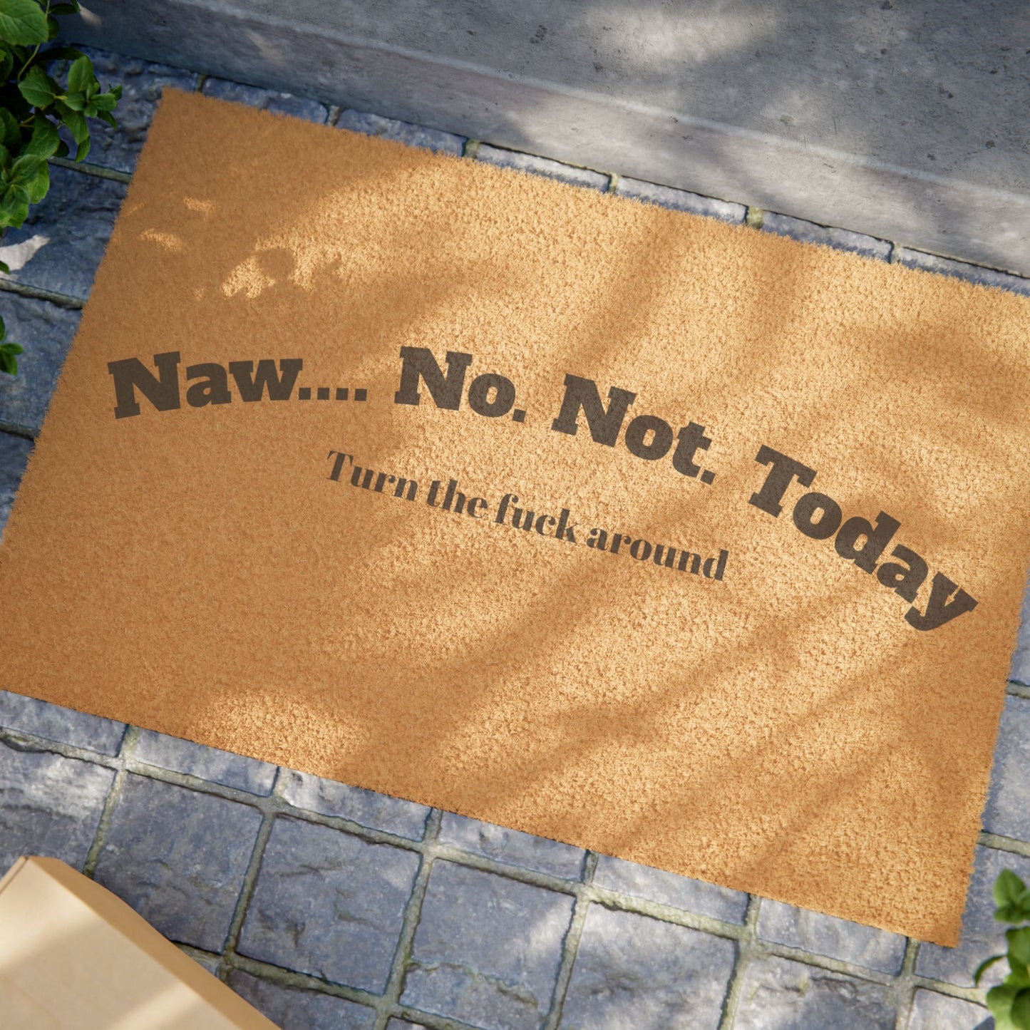 Doormat — "Naw... No. Not. Today" Funny Welcome Mat, Anti-Social Entryway Decor