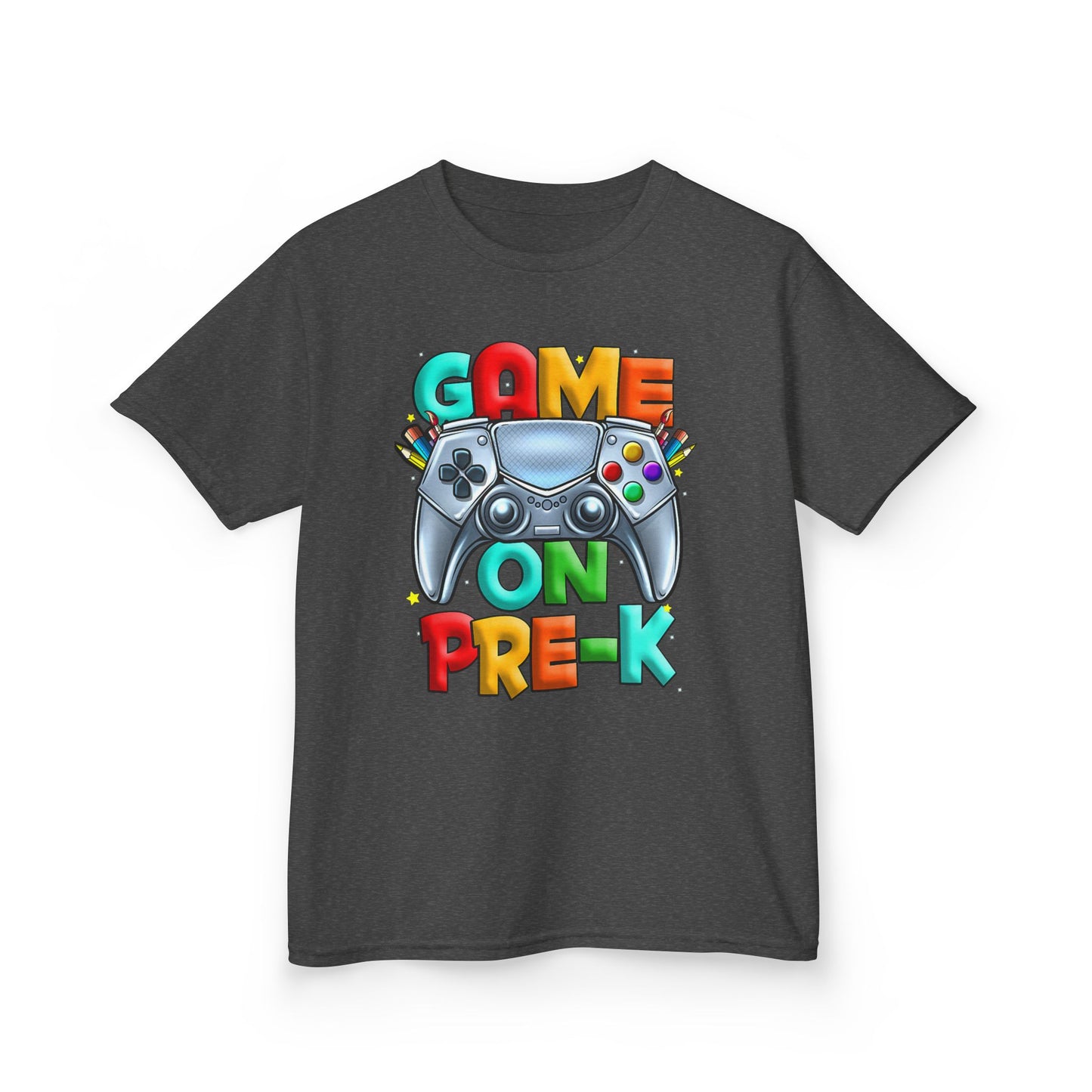 Kids T-Shirt — "Game On Pre-K" Colorful Controller Tee