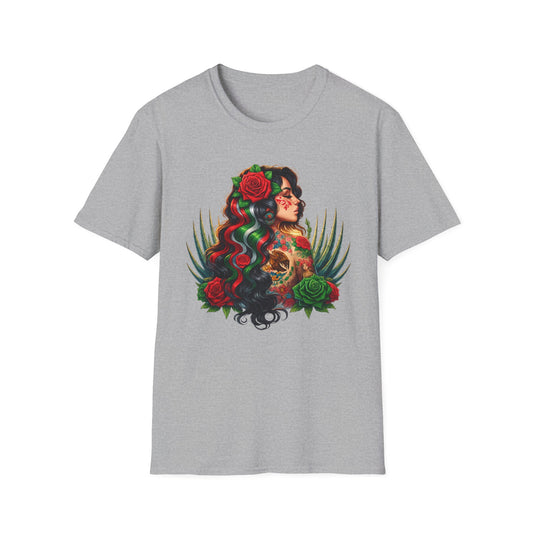 Day of the Dead Rose Portrait T‑Shirt — Sugar Skull Woman Graphic Tee