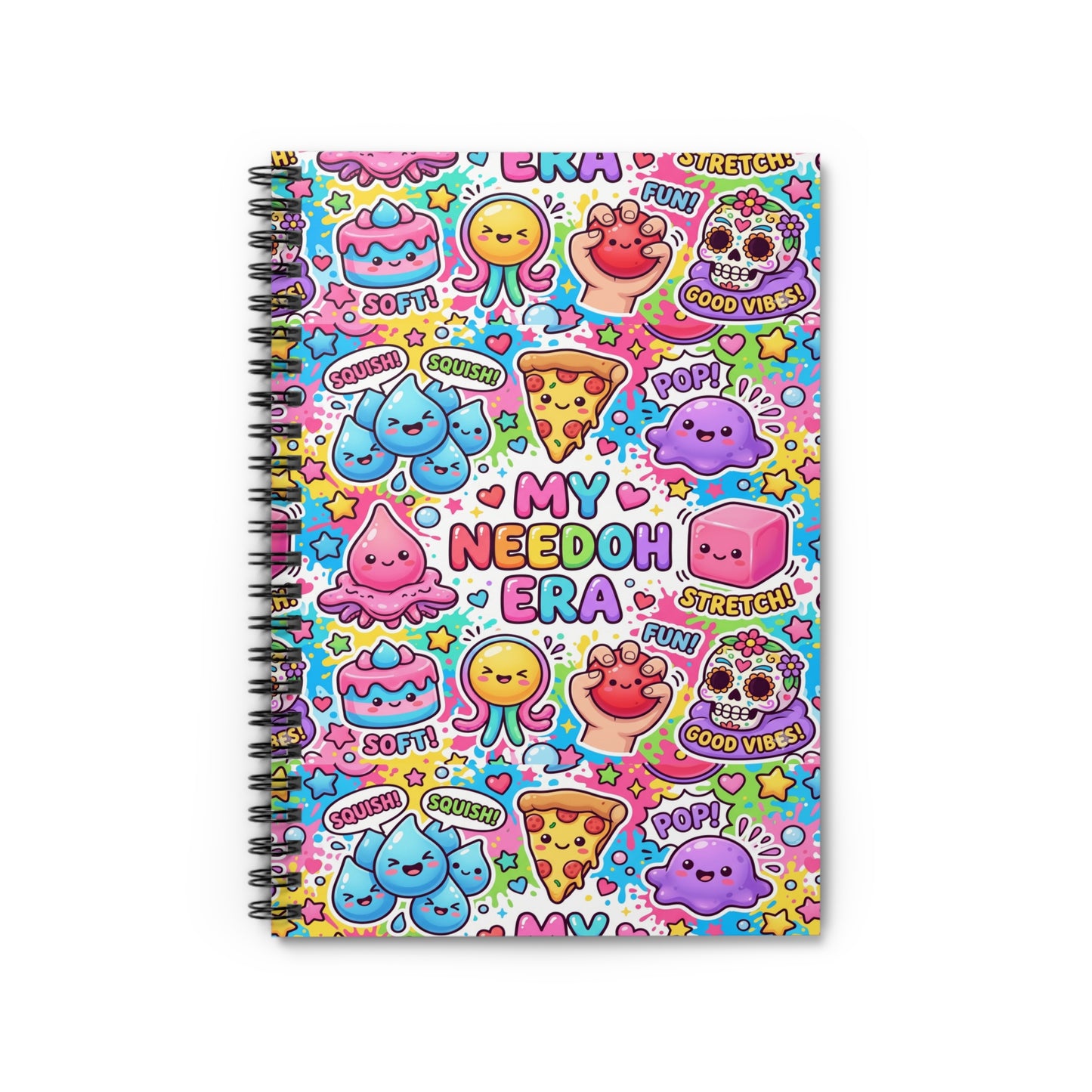 Kawaii Sticker Collage Spiral Notebook — "My Needoh Era" Ruled Journal