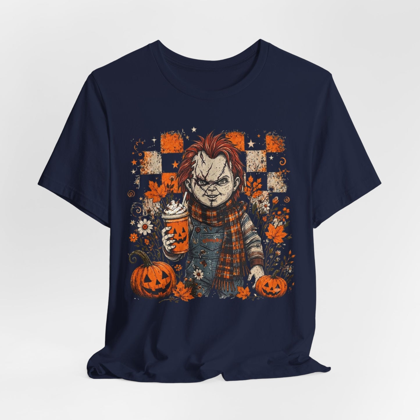 Halloween Horror Doll T‑Shirt – Pumpkin Patch Scare Tee