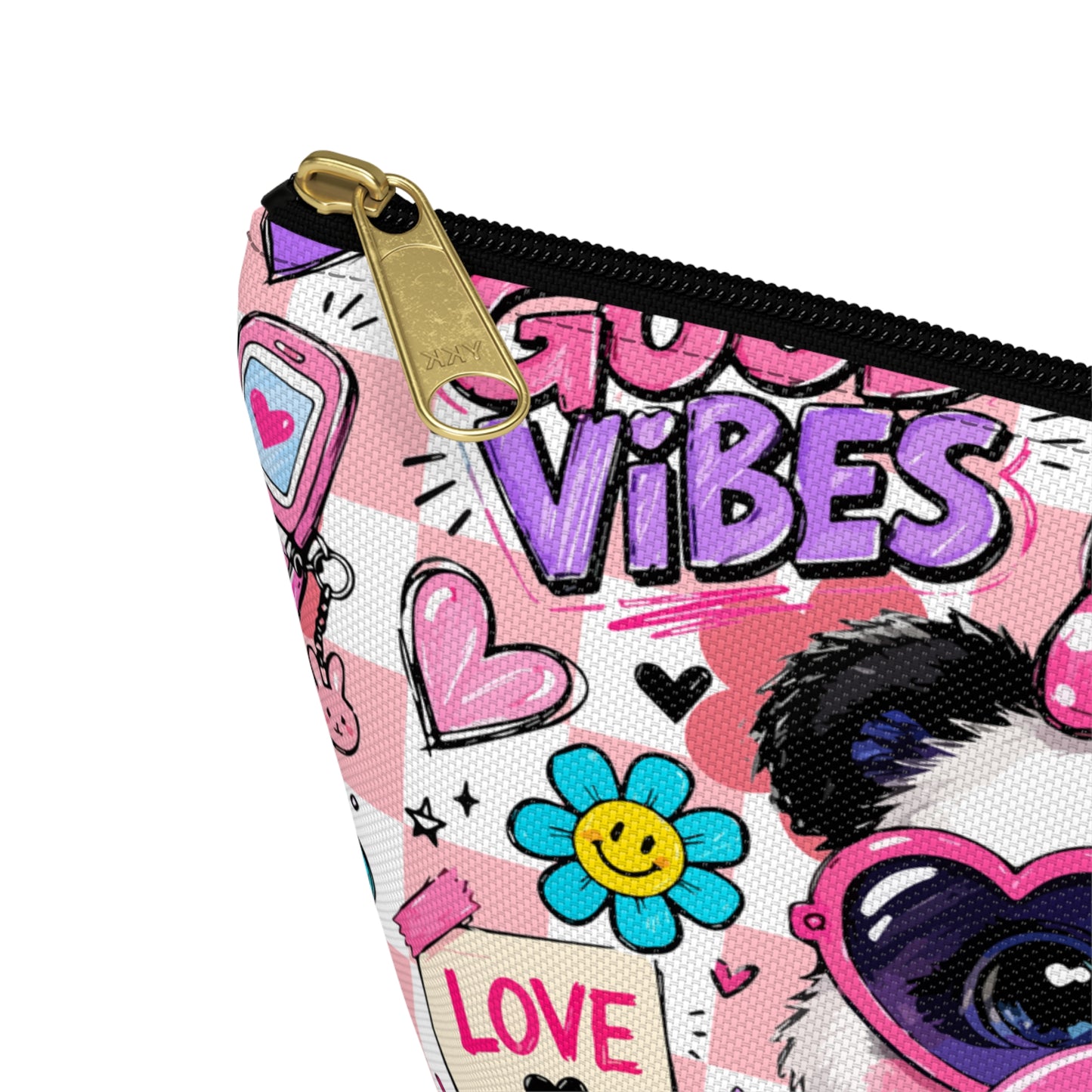 Cute Panda Bubblegum Accessory Pouch — Pink Heart Sunglasses Cosmetic Bag