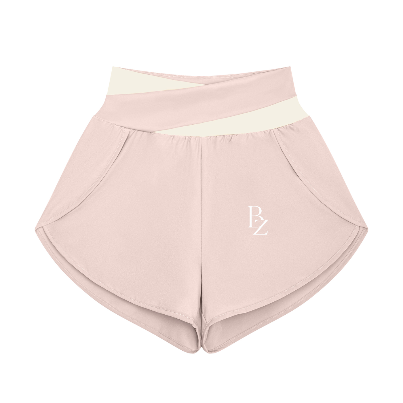 Women’s High-Waisted Panelled Yoga Shorts – Two-Tone Workout Shorts