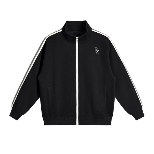 BZ Unisex Contrast Side-Stripe Track Jacket | Heavyweight Stand Collar Zip-Up