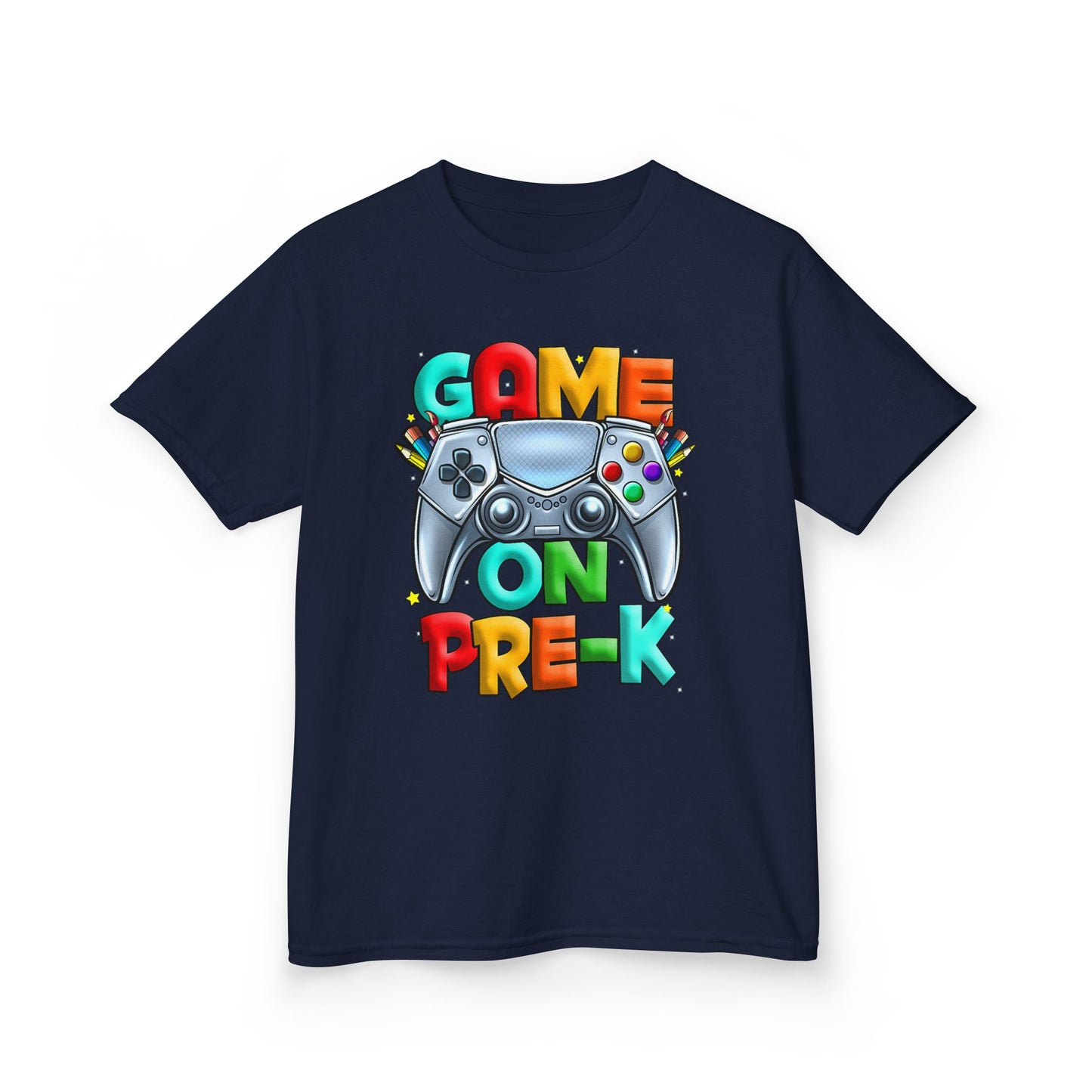 Kids T-Shirt — "Game On Pre-K" Colorful Controller Tee