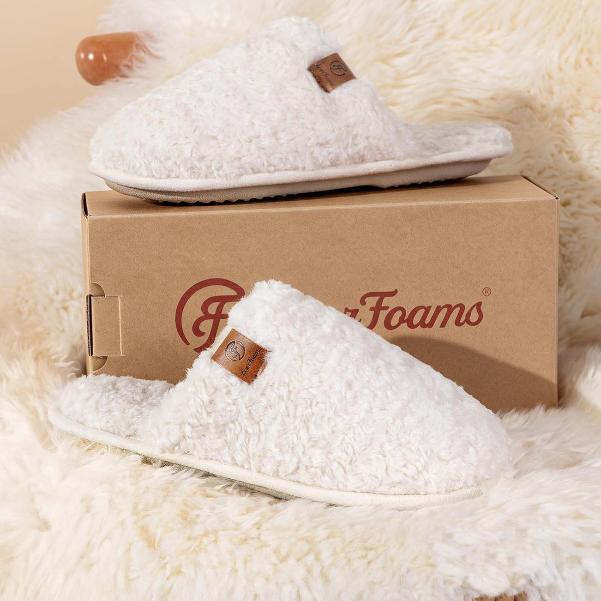 Women'S Fuzzy Slippers Warm Cozy Memory Foam Indoor House Shoes