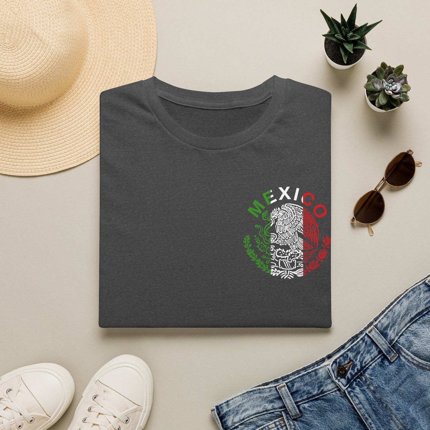 Mexico Crest T-Shirt — Mexican Flag Eagle Skull Graphic Tee