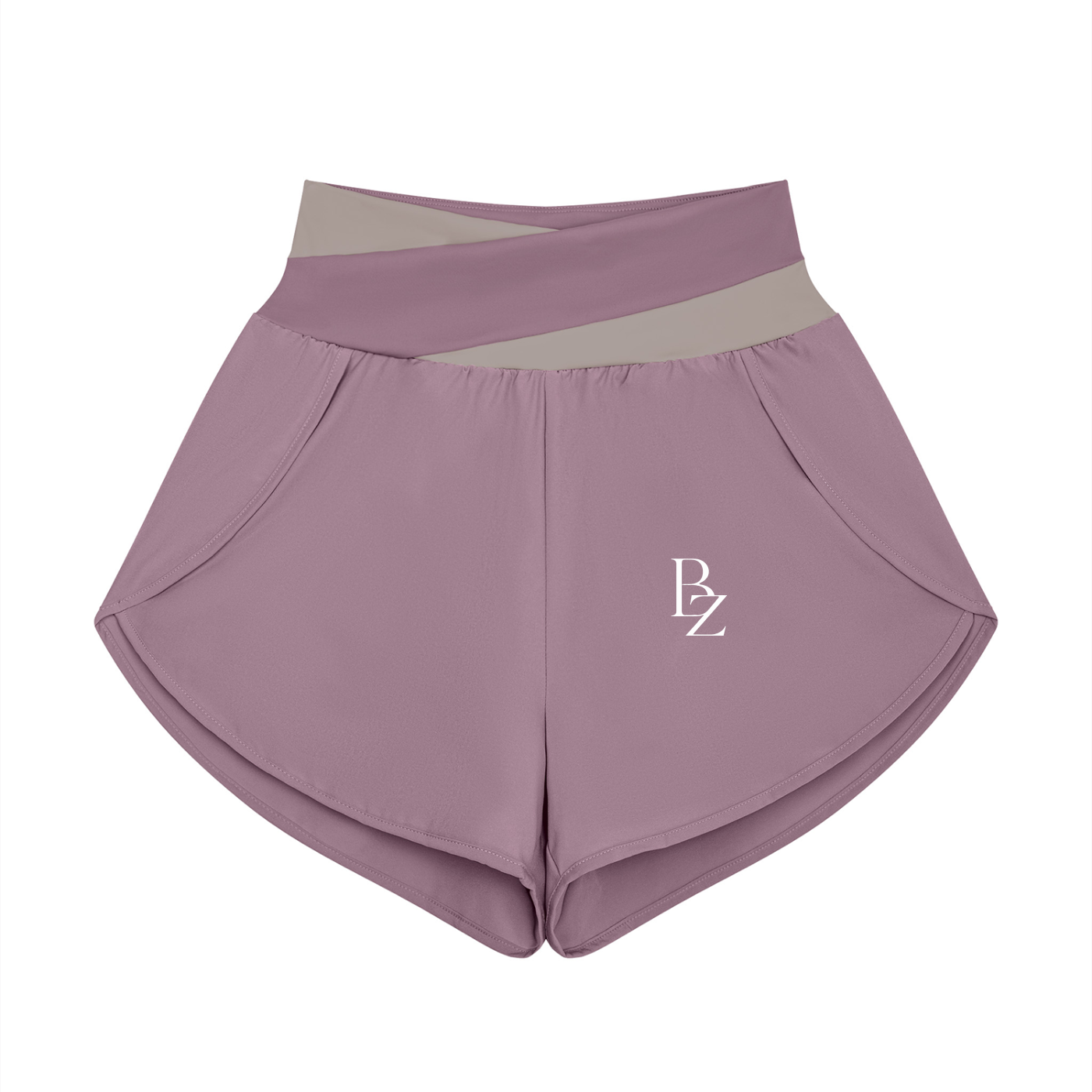 Women’s High-Waisted Panelled Yoga Shorts – Two-Tone Workout Shorts