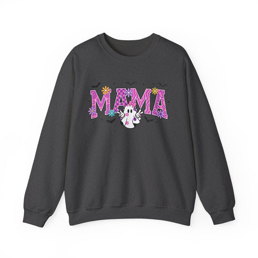 Mama Ghost Crewneck Sweatshirt – Pink Halloween Mom Pullover- Halloween Sweatshirt - Halloween Costume - Mama Sweatshirt - Mama Sweater