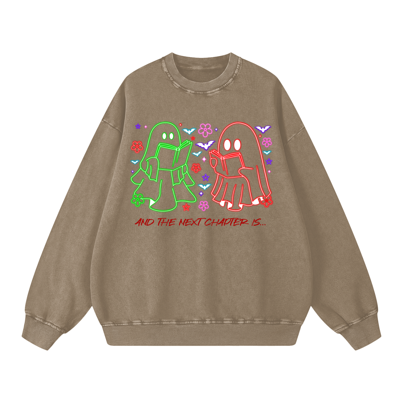 Ghost Halloween Oversized Sweatshirt - Reading Sweatshirt- Ghost Sweater - Neon Sweatshirt