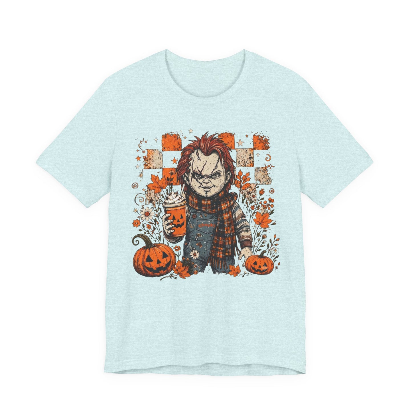 Halloween Horror Doll T‑Shirt – Pumpkin Patch Scare Tee