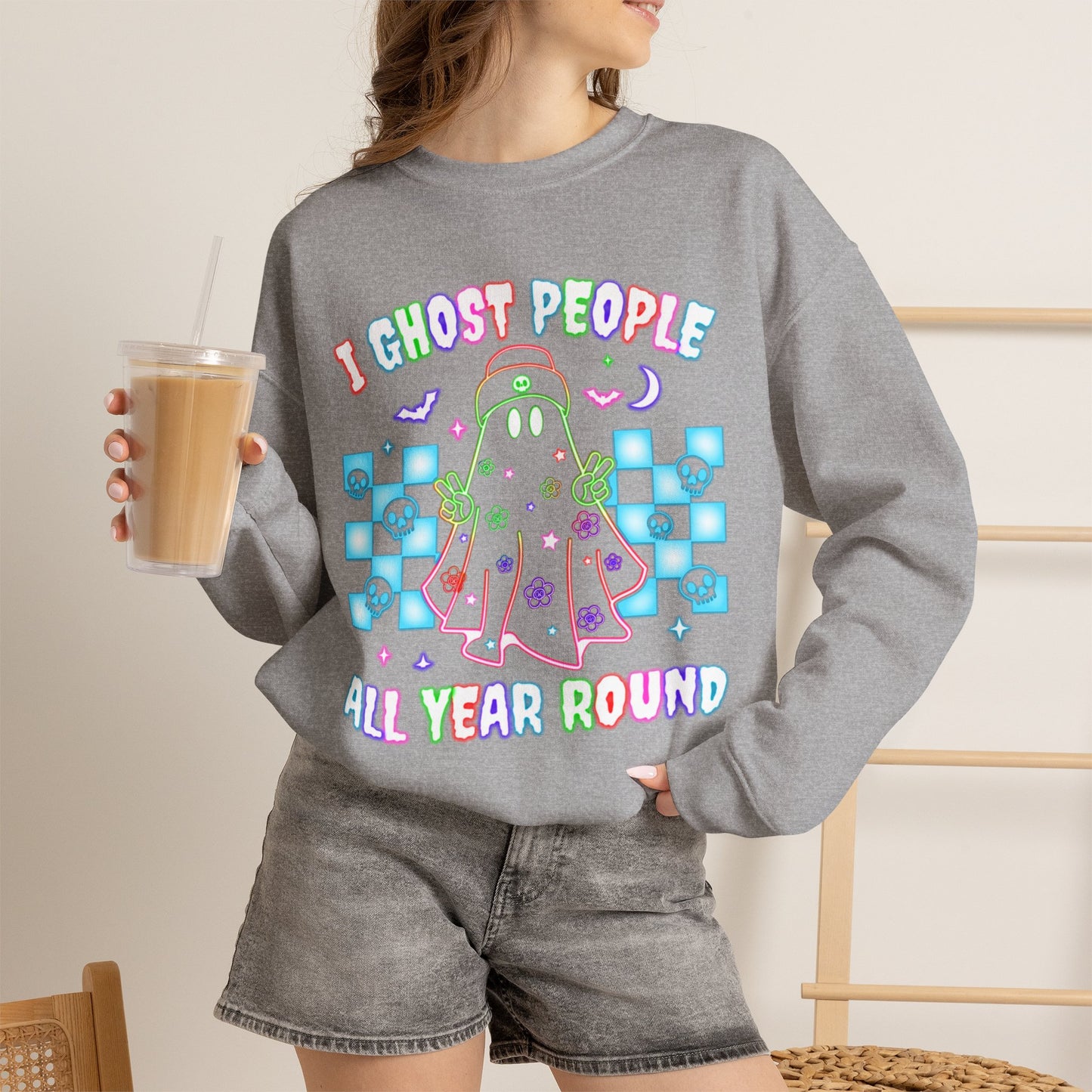 Ghost People Crewneck Sweatshirt — Halloween Pullover - Halloween Sweatshirt - Ghost Sweater - Gifts for Mom - Halloween Sweater