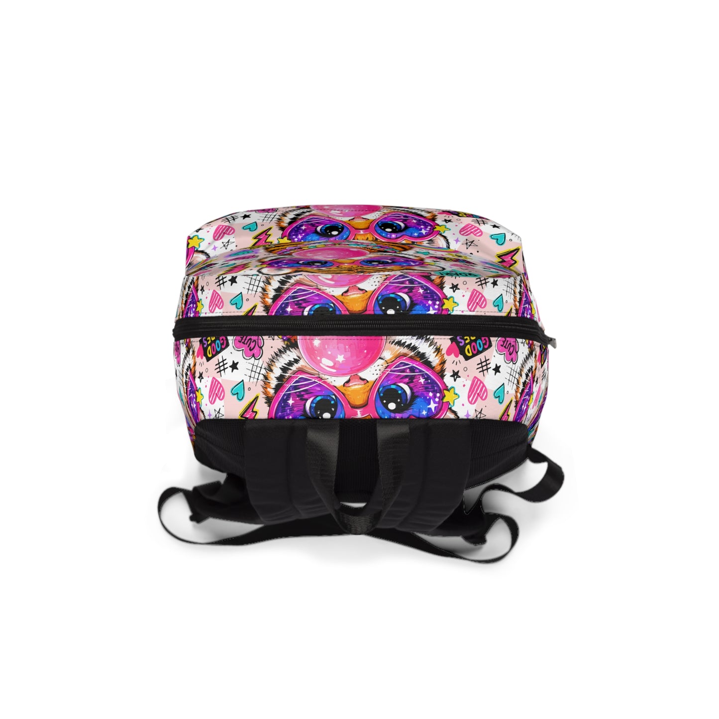 Colorful Bubblegum Tiger Backpack — Kids Cute Heart Sunglasses School Bag