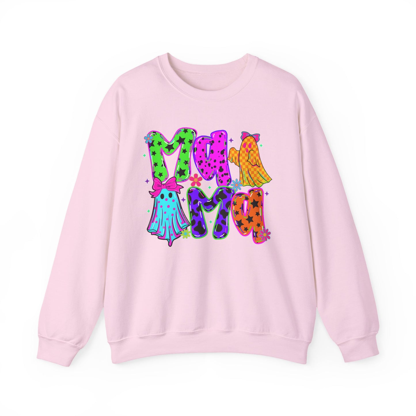 Ghost Mama Crewneck Sweatshirt — Colorful Neon Halloween Mom Pullover - Gifts for Mom - Mama Sweater - Halloween Sweater for Moms - Sweater Weather