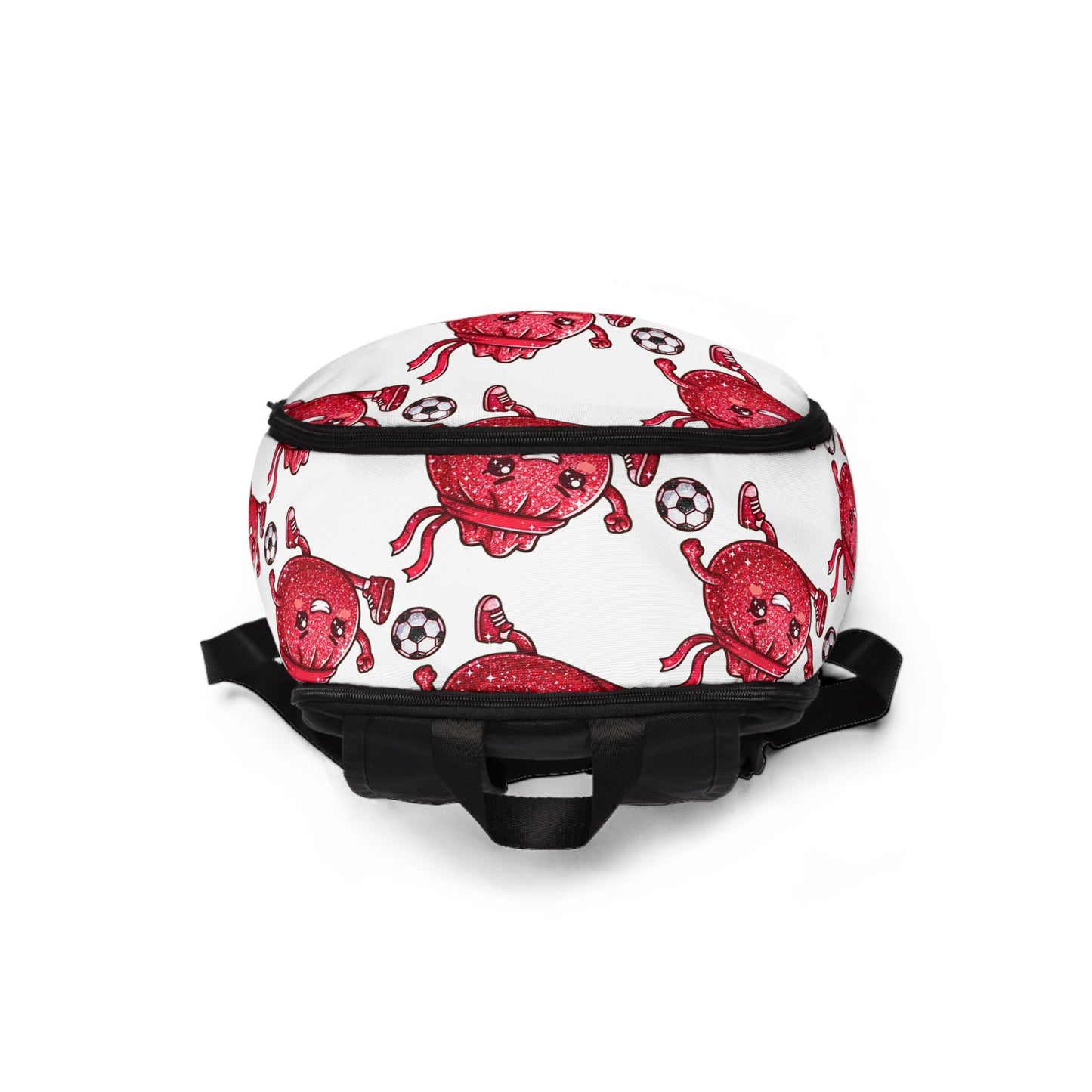 Heart Soccer Backpack – Cute Red Heart Mascot Pattern School Bag