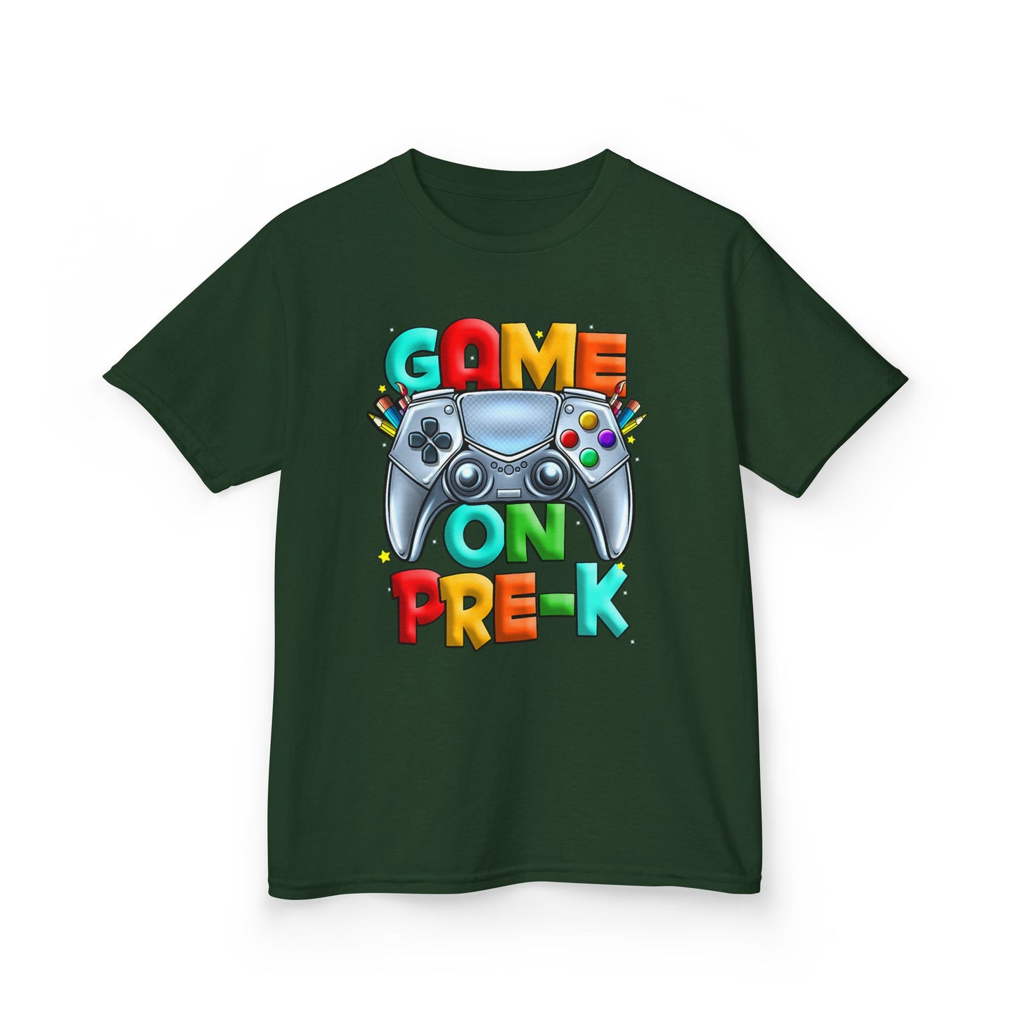 Kids T-Shirt — "Game On Pre-K" Colorful Controller Tee