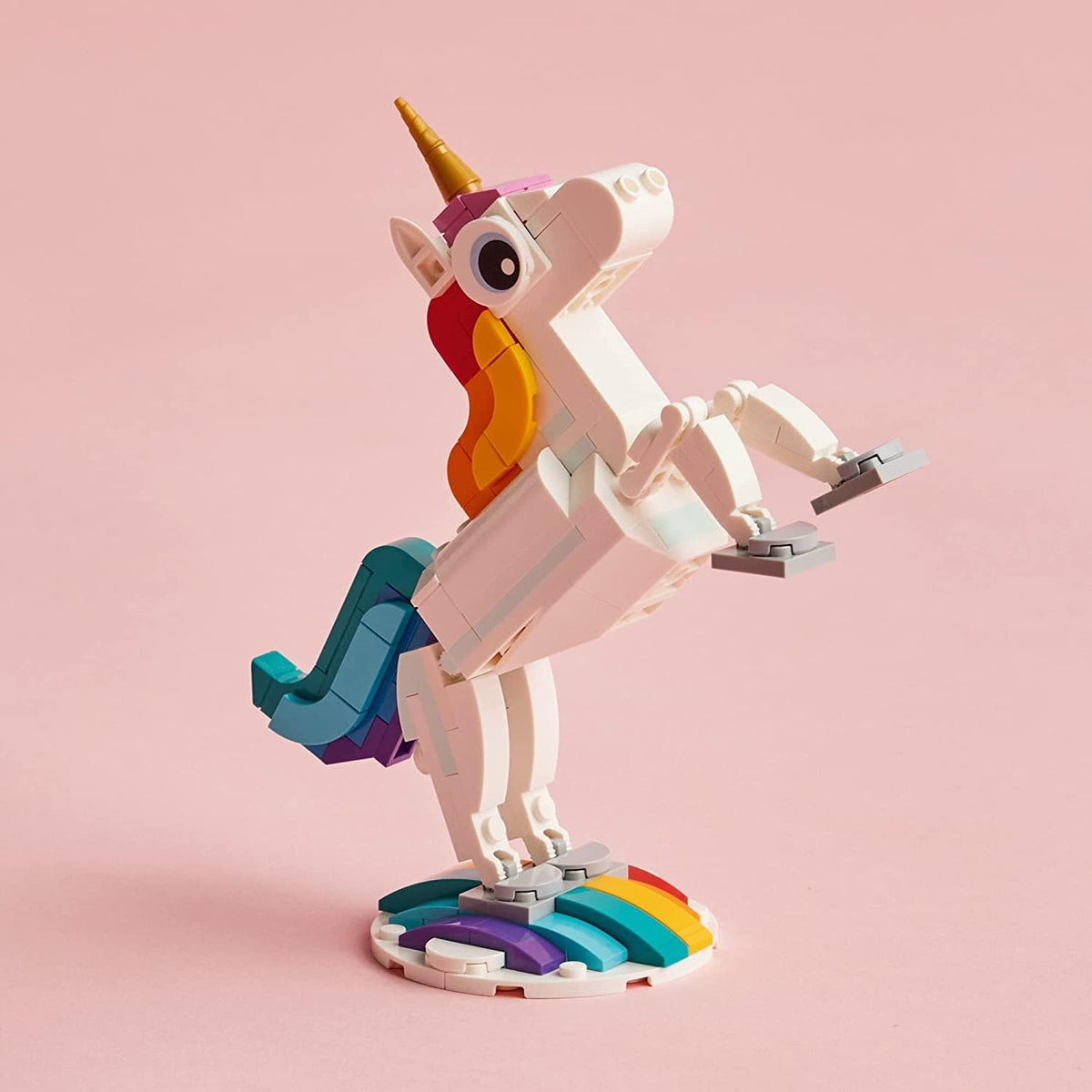 LEGO Creator 3 in 1 Magical Unicorn Toy, Transforms to Seahorse to Peacock, Rainbow Animal Figures, Unicorn Gift for Grandchildren, Girls and Boys, Buildable Toys, 31140