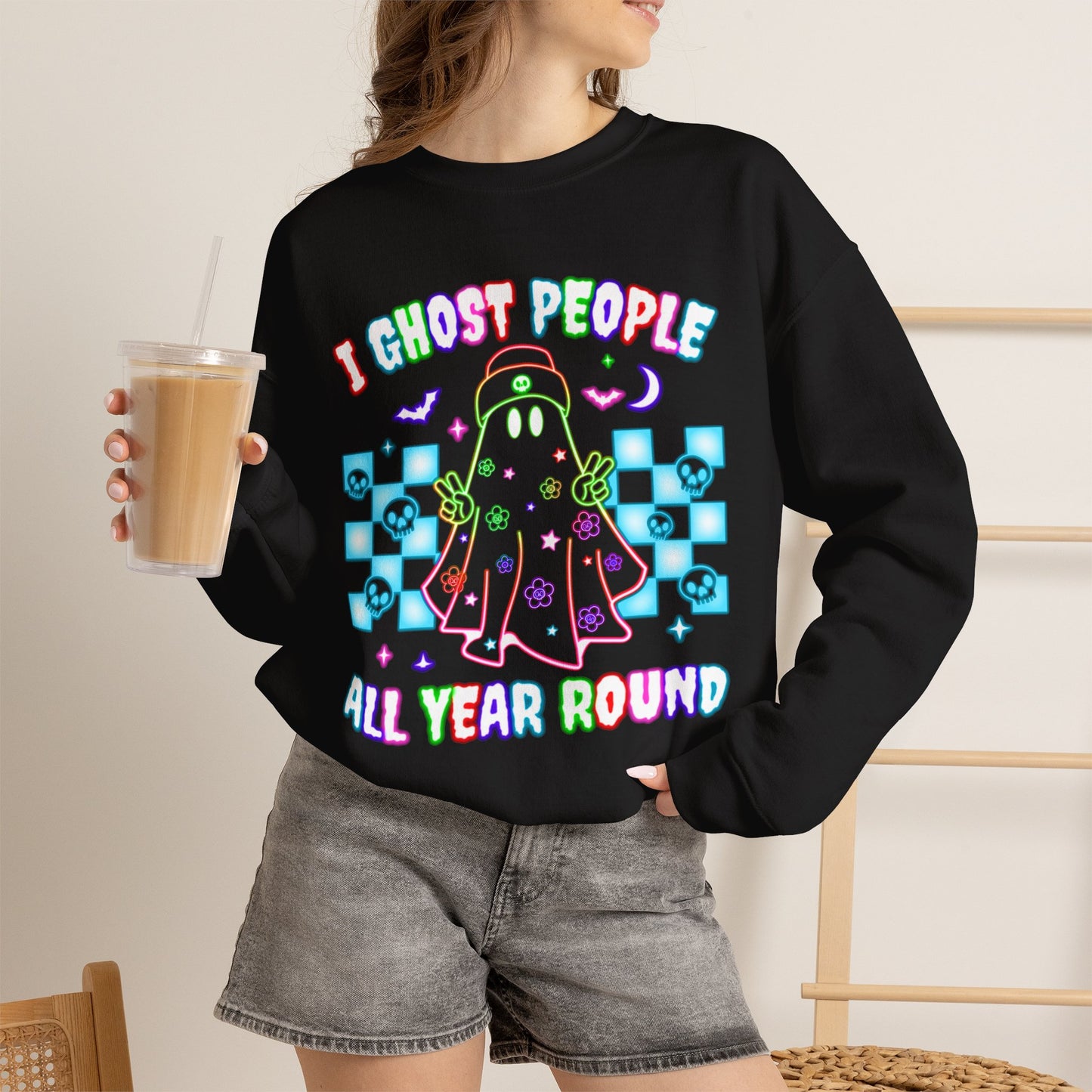 Ghost People Crewneck Sweatshirt — Halloween Pullover - Halloween Sweatshirt - Ghost Sweater - Gifts for Mom - Halloween Sweater